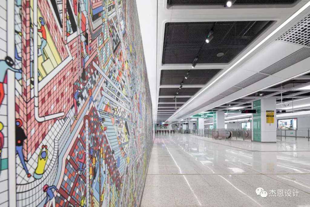 设计思维融入地铁空间,以固定艺术展示墙,流动艺术展示墙,多媒体交互